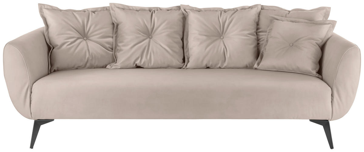 3-SITZER-SOFA in Lederlook Beige  - Beige/Schwarz, Modern, Textil/Metall (236/94/103cm) - Livetastic