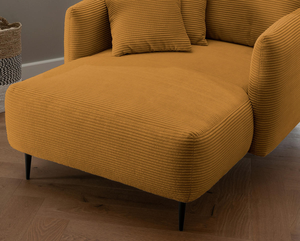 XXL-SESSEL Cord Goldfarben    - Goldfarben/Schwarz, Design, Textil/Metall (112/95/158cm) - Livetastic
