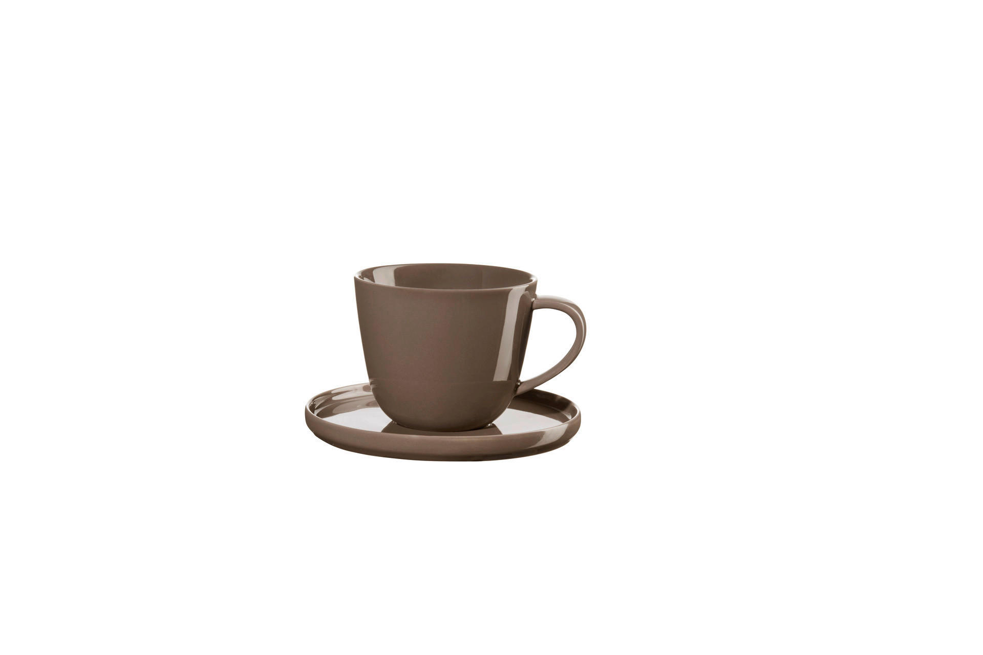 KAFFEETASSE MIT UNTERTASSE coppa  - Olivgrün, KONVENTIONELL, Keramik (8,9/7,2cm) - ASA