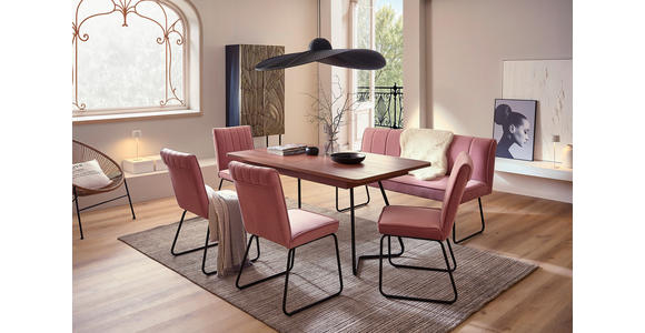 ESSTISCH in Metall, Holzwerkstoff 160(205)/90/76 cm - Walnussfarben/Schwarz, Design, Holzwerkstoff/Metall (160(205)/90/76cm) - Hom`in