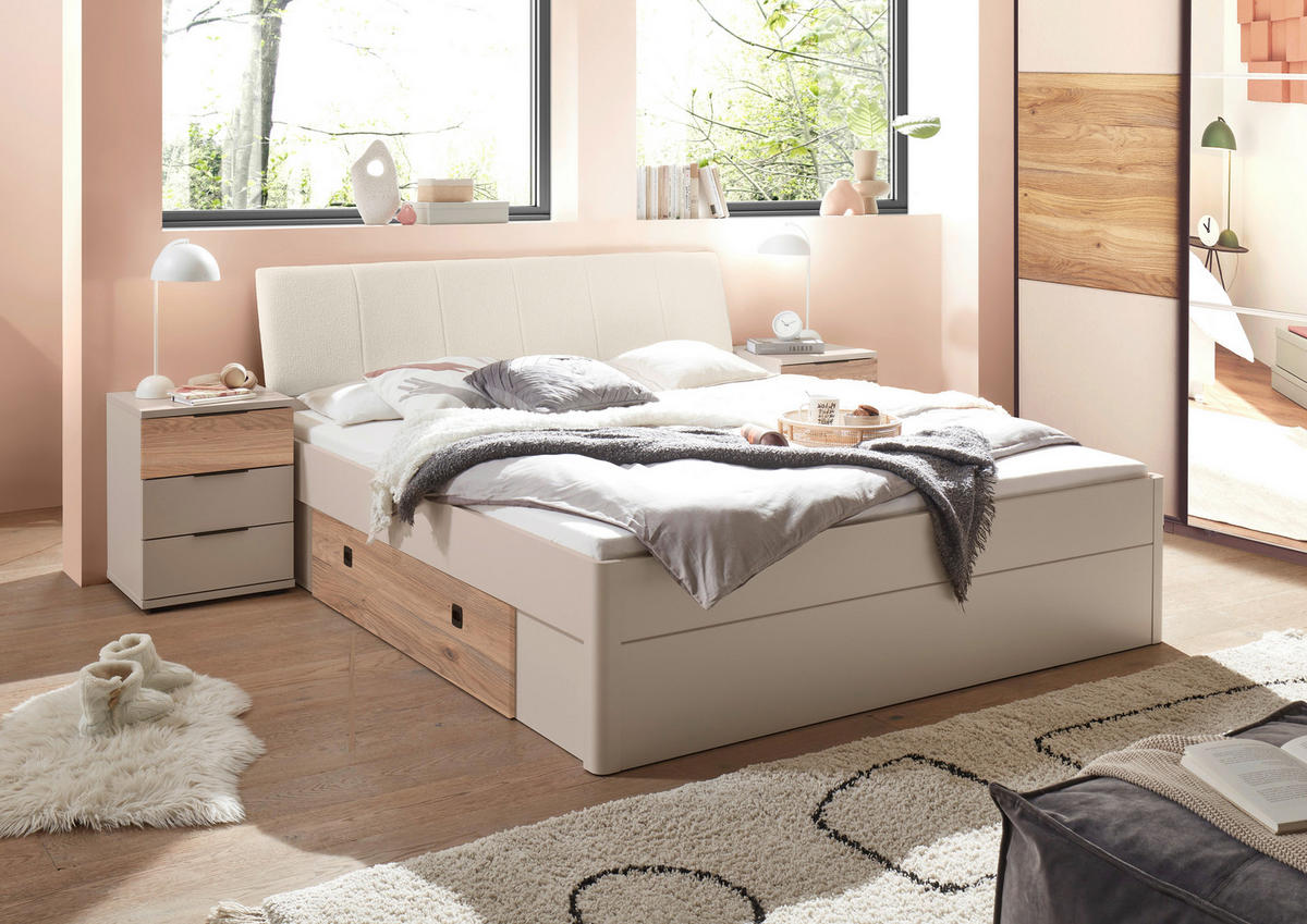 STAURAUMBETT 180/200 cm,  in Eichefarben, Kaschmir,  - Kaschmir/Eichefarben, Trend, Holzwerkstoff (180/200cm) - Boxxx