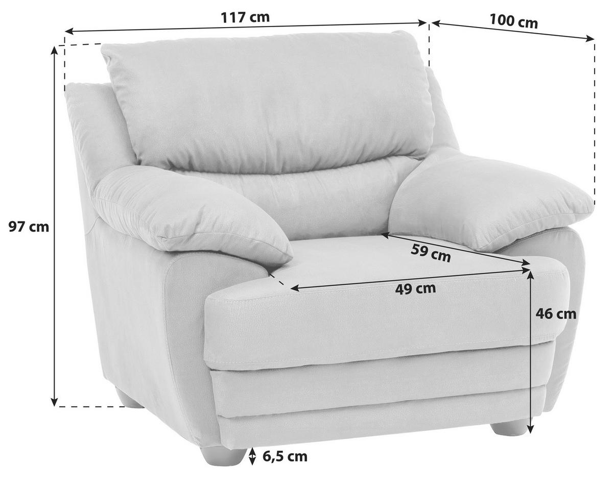 SESSEL Mikrofaser Schlammfarben    - Schlammfarben/Schwarz, Design, Kunststoff/Textil (117/97/100cm) - Livetastic