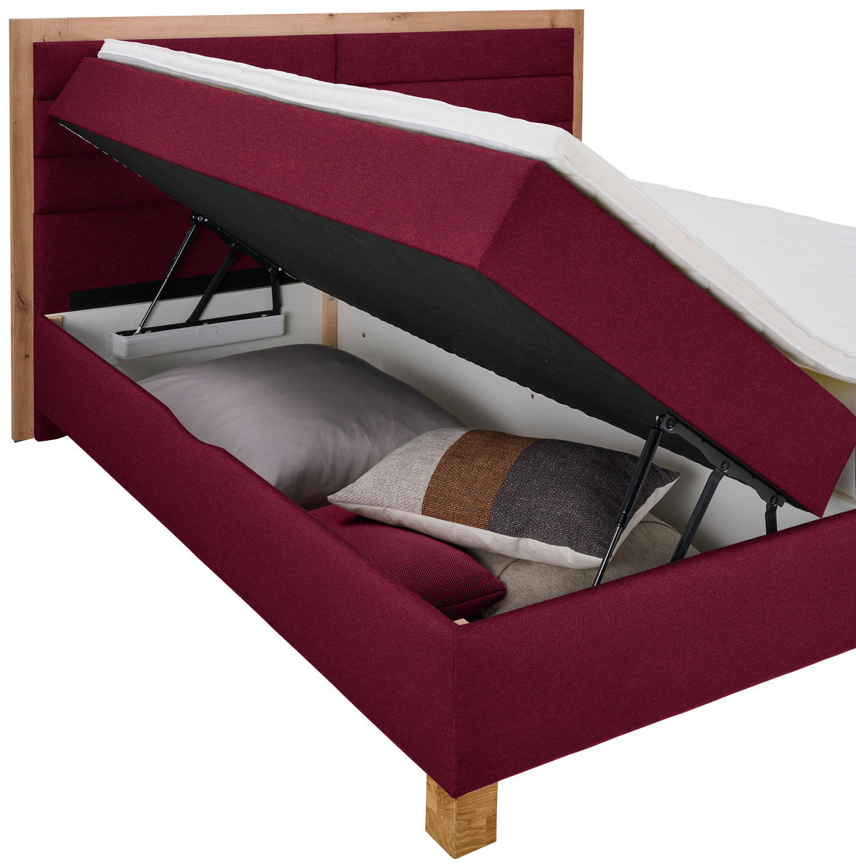 BOXBETT 160/200 cm  in Dunkelrot, Eiche Artisan  - Eiche Artisan/Dunkelrot, Konventionell, Holz/Holzwerkstoff (160/200cm) - Carryhome
