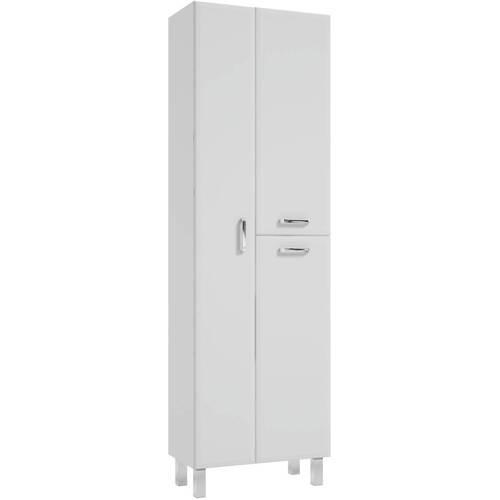HOCHSCHRANK 60/193,5/37 cm  - Chromfarben/Weiß, MODERN, Holzwerkstoff/Metall (60/193,5/37cm) - MID.YOU