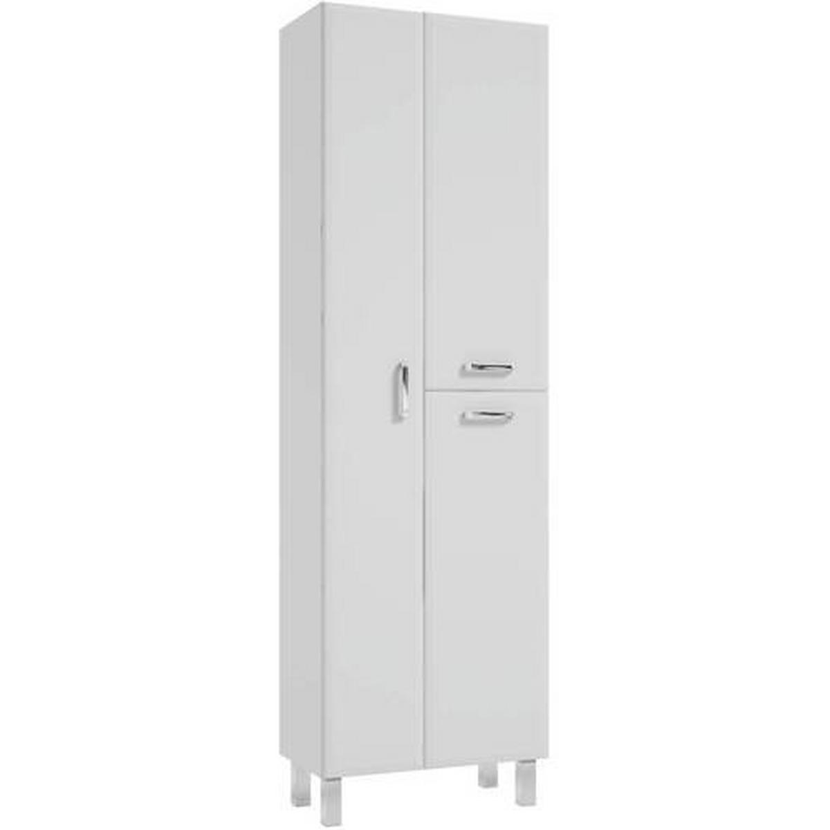 HOCHSCHRANK 60/193,5/37 cm  - Chromfarben/Weiß, MODERN, Holzwerkstoff/Metall (60/193,5/37cm) - MID.YOU