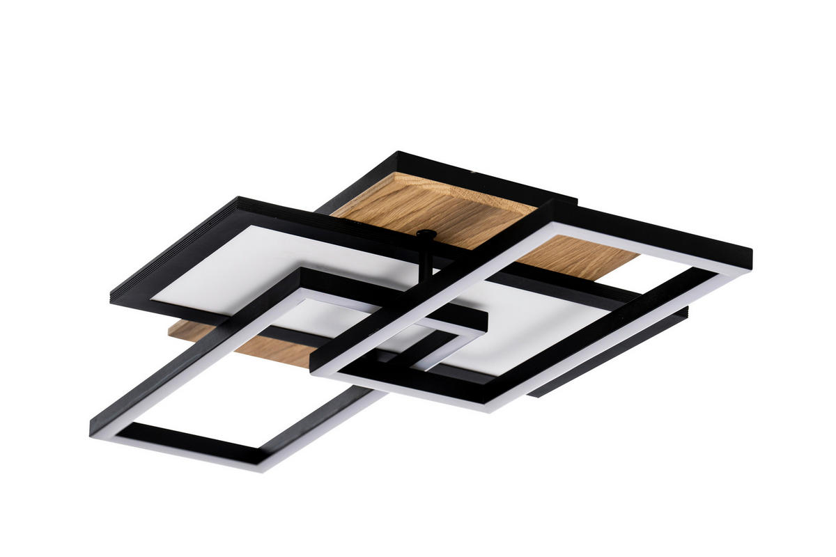 LED-DECKENLEUCHTE    35/56/10 cm  - Schwarz/Naturfarben, Trend, Holz/Kunststoff (35/56/10cm) - Novel