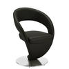 STUHL Echtleder Schwarz, Edelstahlfarben  - Edelstahlfarben/Schwarz, Design, Leder/Metall (62/86/61cm) - Moderano