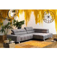 ECKSOFA in Webstoff Hellgrau  - Silberfarben/Hellgrau, Design, Textil/Metall (295/201cm) - Hom`in