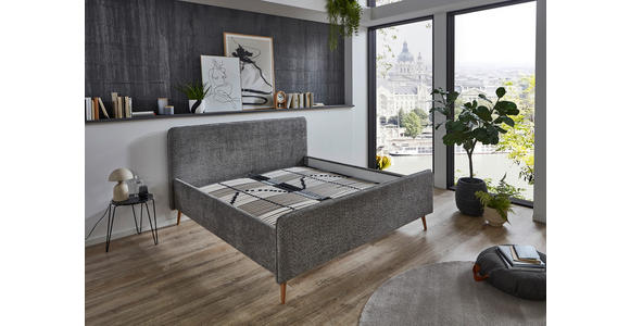 POLSTERBETT Grau 160/200 cm  - Buchefarben/Grau, KONVENTIONELL, Holz/Holzwerkstoff (160/200cm) - Carryhome
