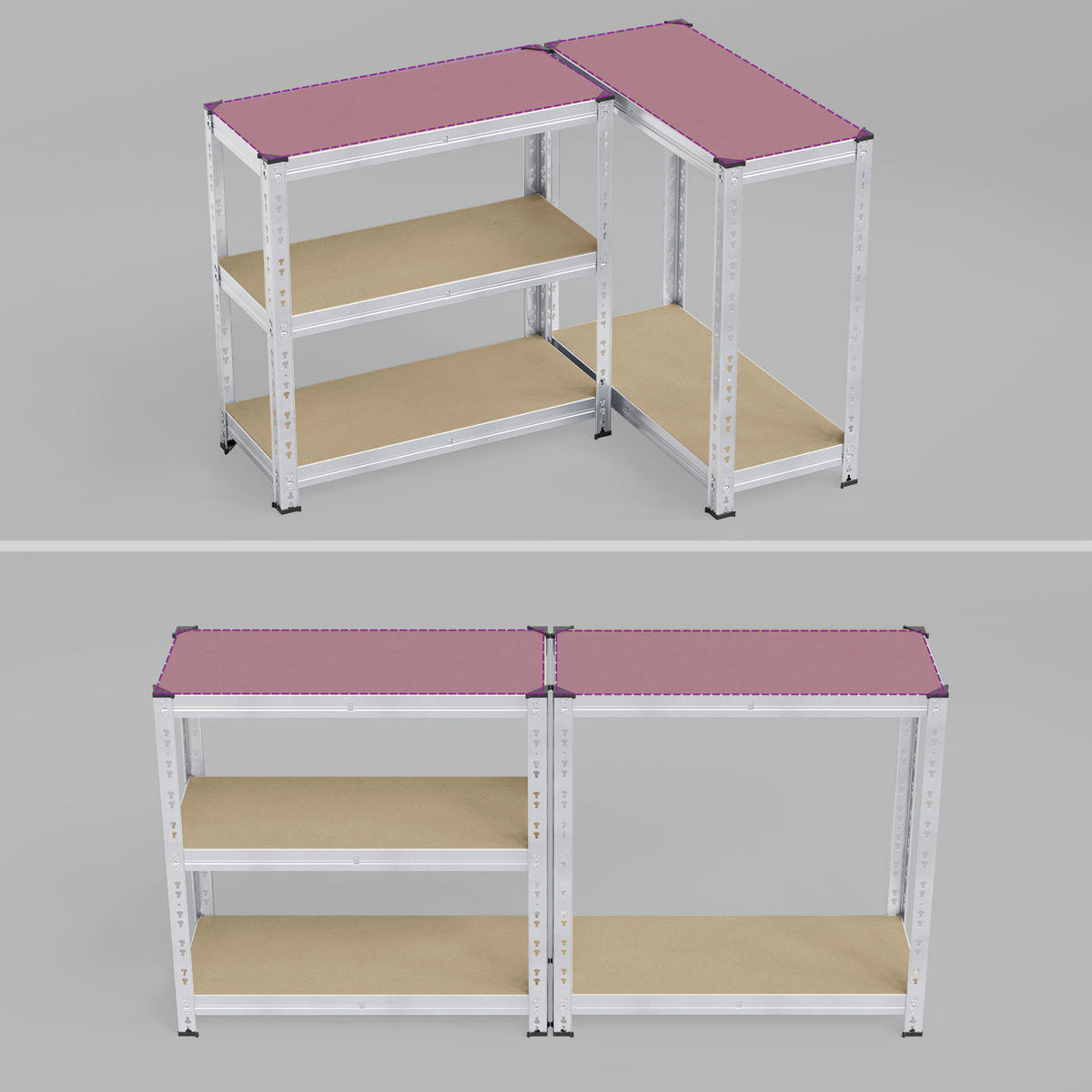 REGALELEMENT Silberfarben, Hellgrau, Hellbraun  - Hellbraun/Silberfarben, Trend, Holzwerkstoff/Kunststoff (90/180/40cm) - Boxxx