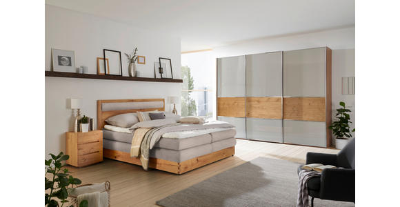 BOXSPRINGBETT 180/200 cm in Eichefarben, Beige - Eichefarben/Beige, KONVENTIONELL, Holz/Holzwerkstoff (180/200cm) - Valnatura