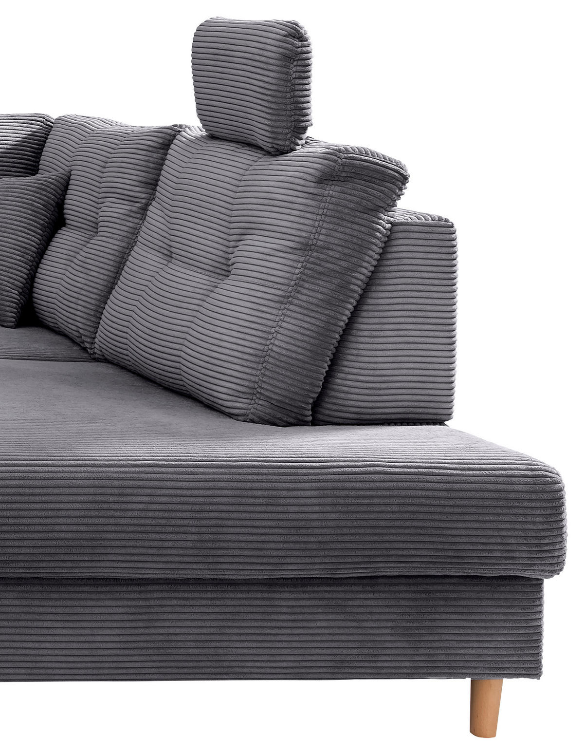 WOHNLANDSCHAFT in Cord Grau  - Naturfarben/Grau, Modern, Holz/Textil (176/338-352/206cm) - Livetastic