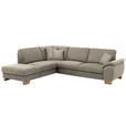 ECKSOFA in Mikrofaser Hellgrau  - Wildeiche/Beige, KONVENTIONELL, Holz/Textil (236/286cm) - Voleo