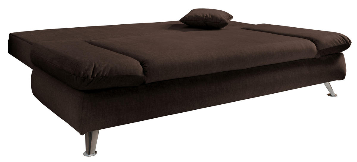 SCHLAFSOFA in Webstoff Dunkelbraun  - Chromfarben/Dunkelbraun, Modern, Textil/Metall (208/86/95cm) - Livetastic
