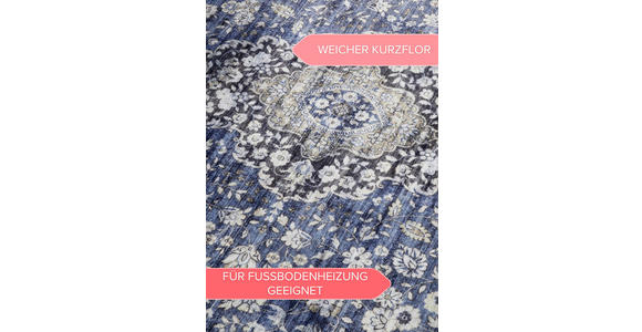 VINTAGE-TEPPICH 80/150/150 cm Asya Creme, Dunkelblau - Creme/Dunkelblau, Design, Kunststoff/Textil (80/150/150cm) - Novel