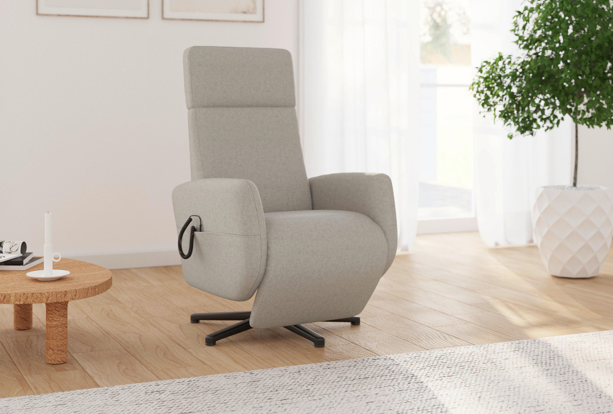 RELAXSESSEL in Textil Taupe  - Taupe/Schwarz, Konventionell, Textil/Metall (71/110/82cm) - Sit & More