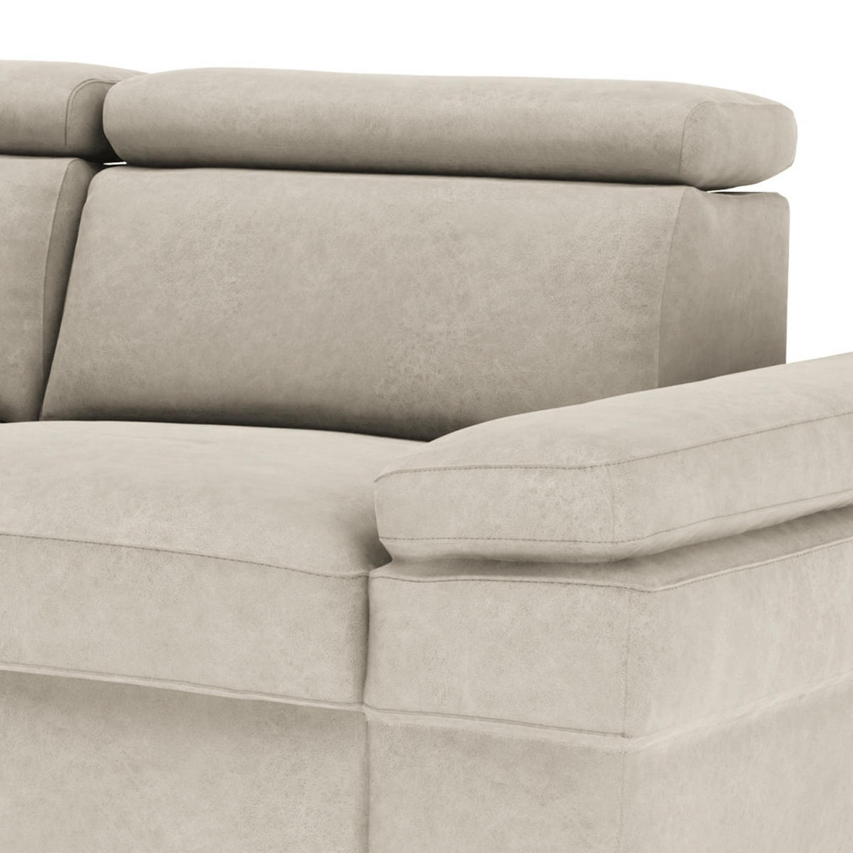 ECKSOFA in Mikrofaser Silberfarben  - Silberfarben, Konventionell, Textil/Metall (259/82/182cm) - Trendmanufaktur