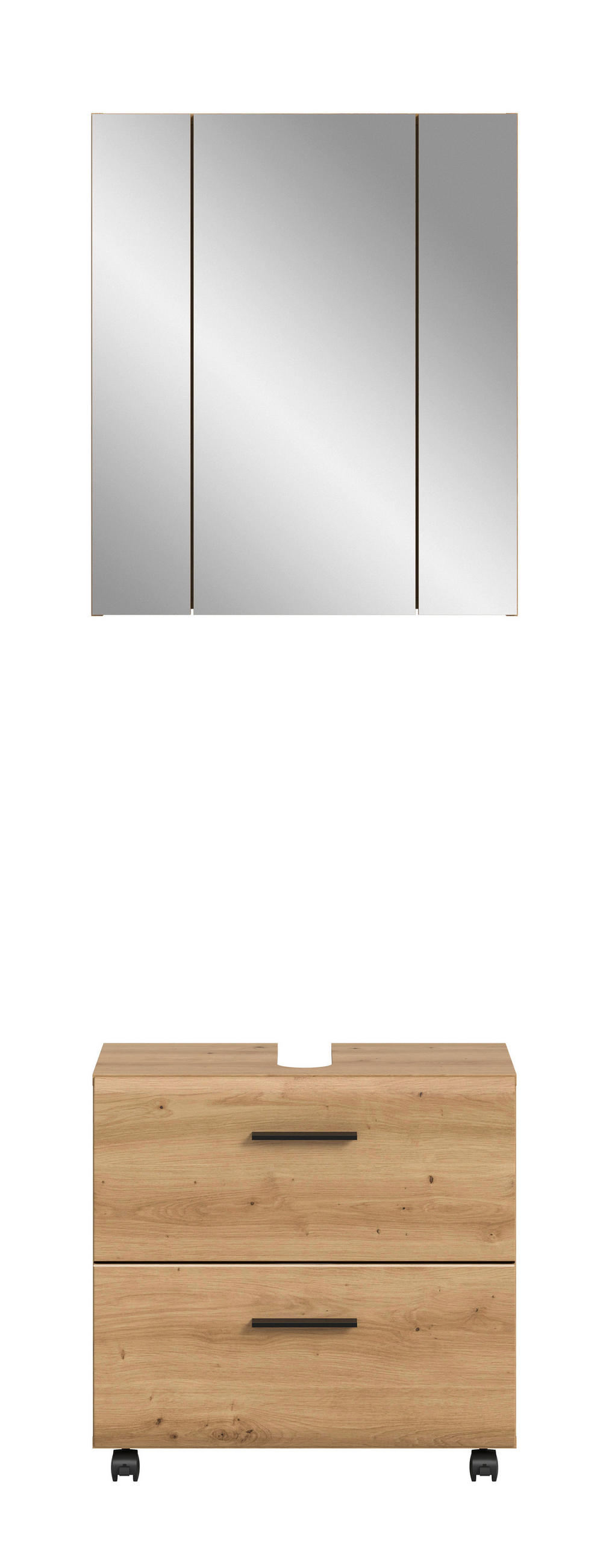 BADEZIMMER 2-teilig  in 60 cm  - Schwarz/Eiche Artisan, Trend, Glas/Holzwerkstoff (60cm) - MID.YOU