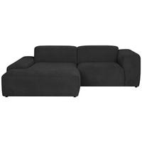 ECKSOFA HANNAH Schwarz Cord  - Schwarz, Design, Kunststoff/Textil (170/252cm) - MID.YOU
