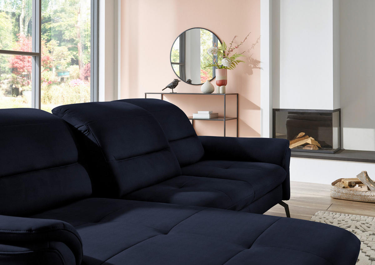 ECKSOFA in Flachgewebe Blau  - Blau/Schwarz, Konventionell, Textil/Metall (181/260cm) - Beldomo Speed