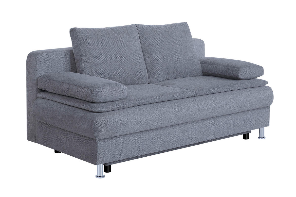 KANAPÉÁGY textil, faalapú anyag szürke  - krómszínű/fekete, Design, műanyag/faalapú anyag (200/92/90cm) - P & B