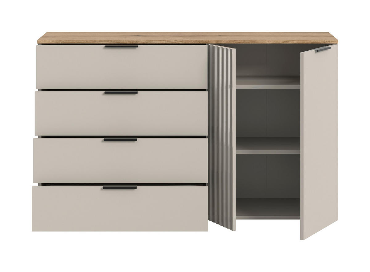 SIDEBOARD  140/86/38 cm 4 låda(or)  - svart/kashmir, Design, trämaterial/plast (140/86/38cm) - MID.YOU