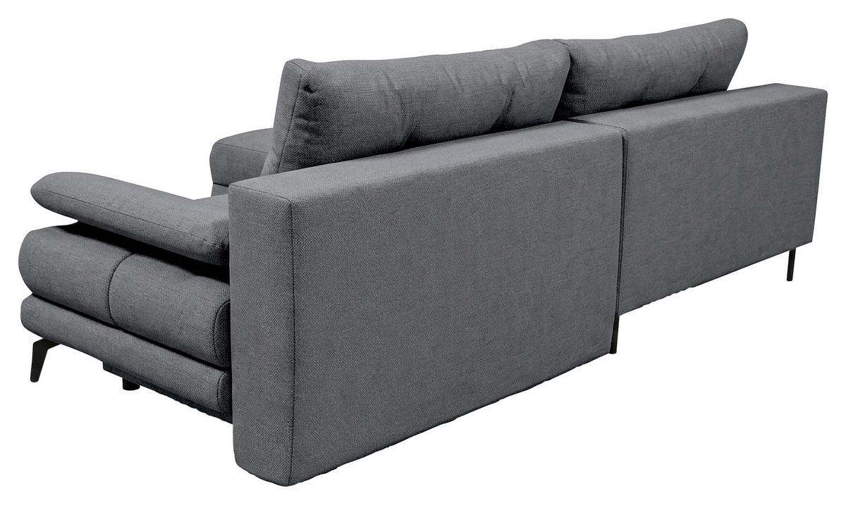 ECKSOFA Blau Struktur Rückenkissen, Bettkasten, Schlaffunktion, Rücken echt, Armteilverstellung, Liegefläche im Originalstoff  - Blau/Beige, MODERN, Textil/Metall (181/263cm) - Carryhome