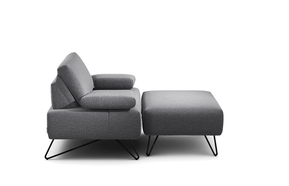 SESSELSET in Chenille Anthrazit  - Anthrazit/Schwarz, Design, Textil/Metall (114-142/85/86-94cm) - SENSOO