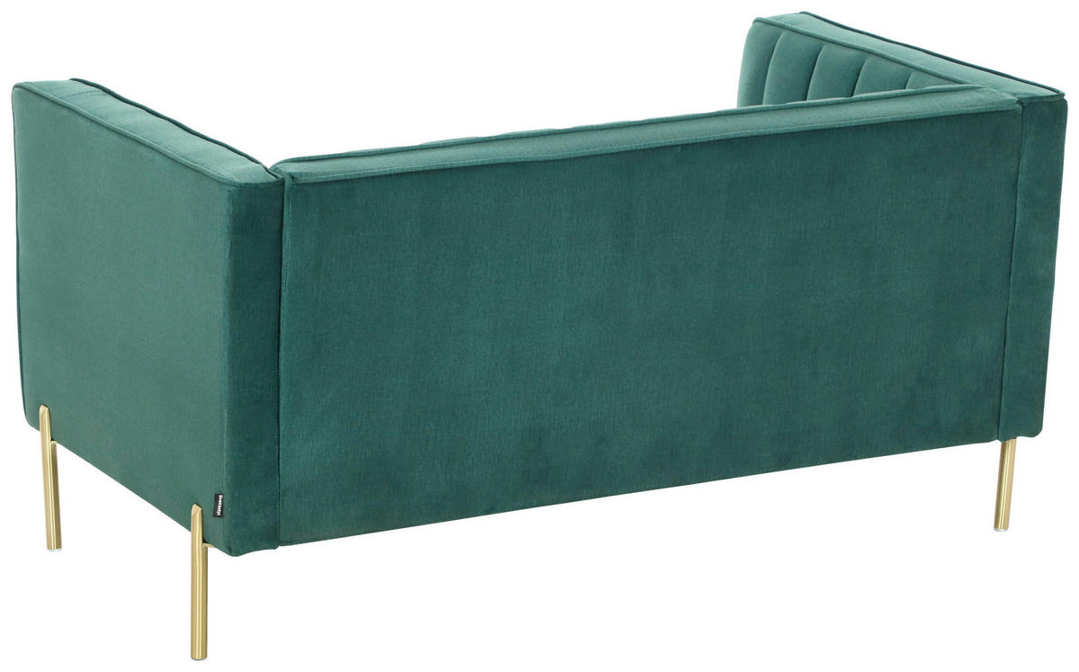 2-SITZER-SOFA Samt Grün  - Goldfarben/Grün, Design, Textil/Metall (144/75/85cm) - Livetastic
