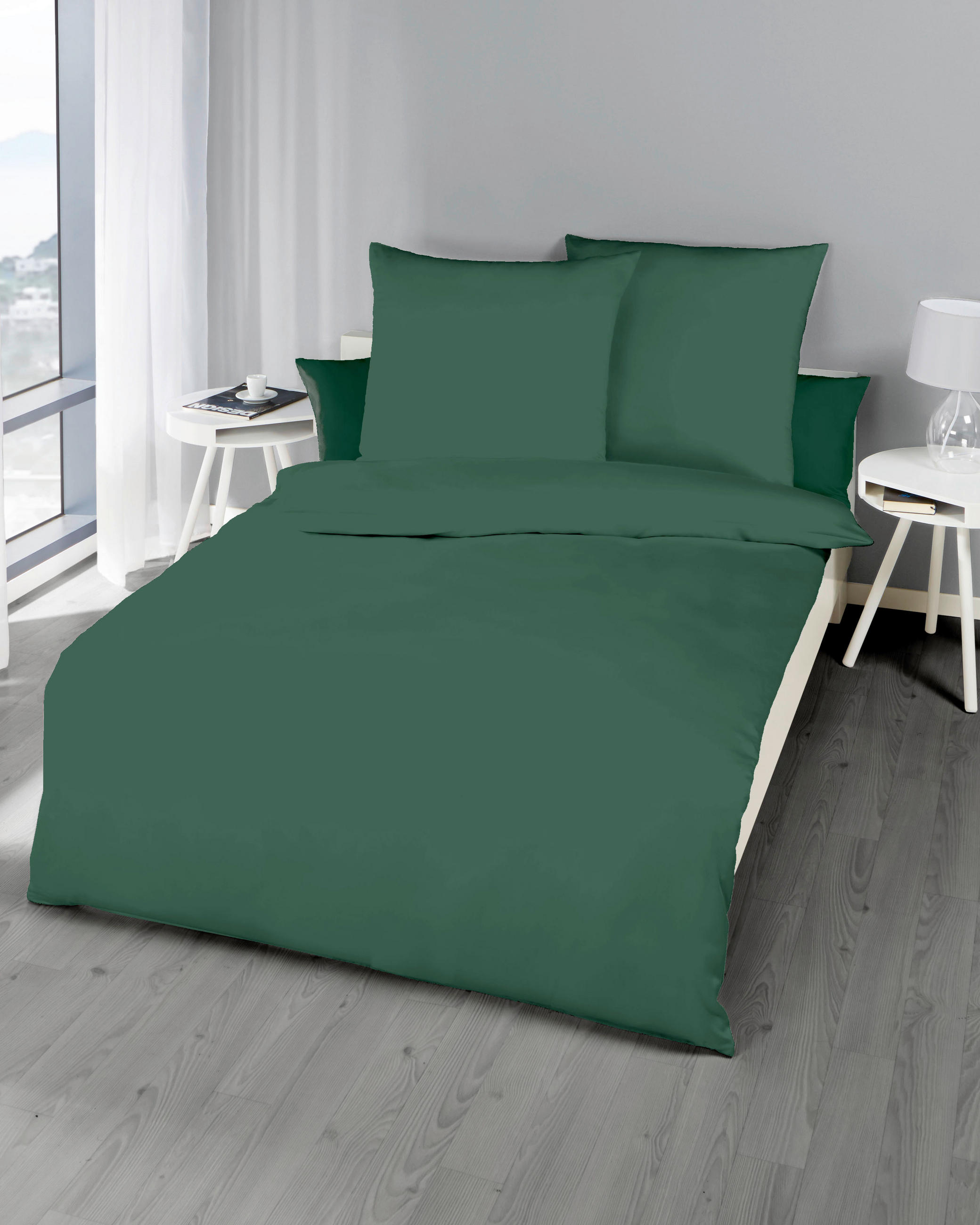 POSTELJNINA Uni 140/200 cm bombažni flanel zelena  - zelena, Konvencionalno, tekstil (140/200cm) - Kaeppel