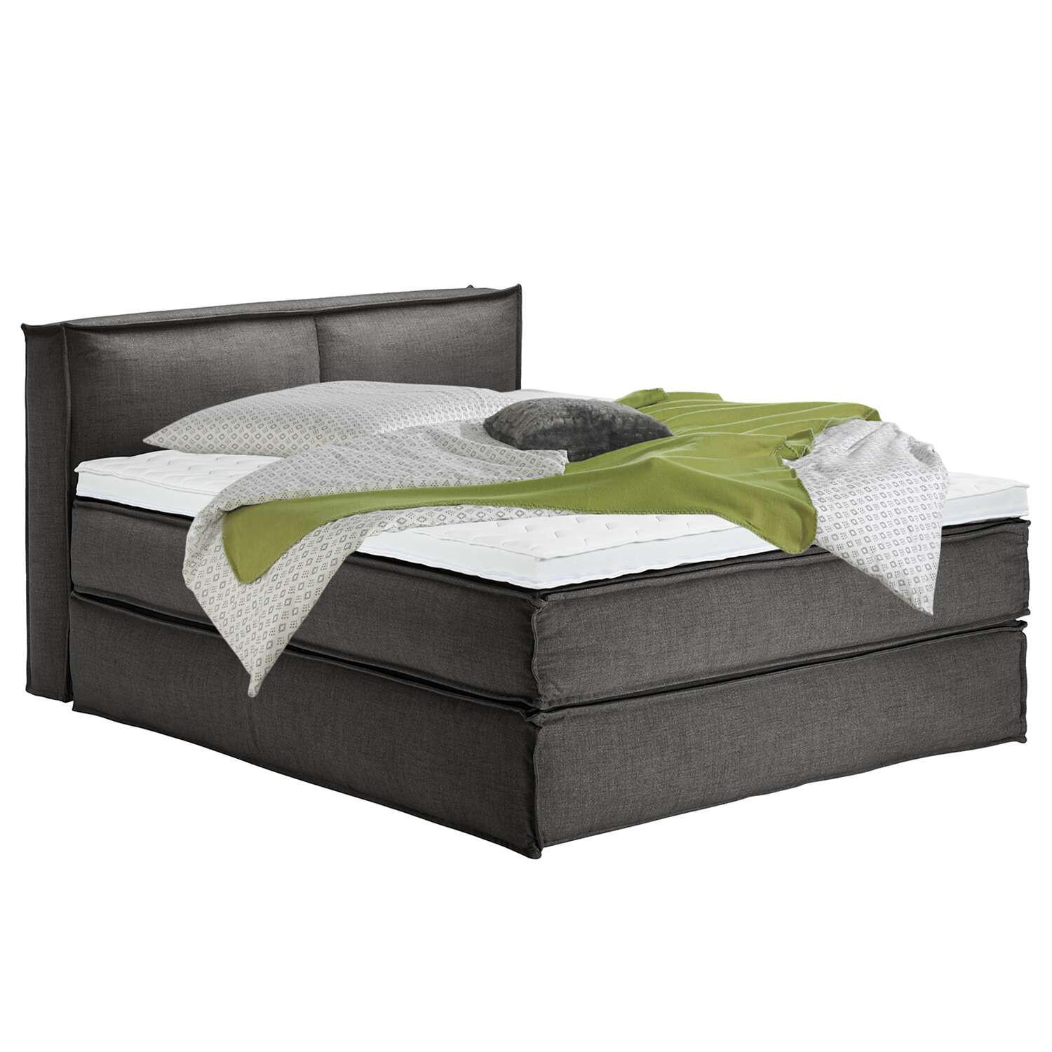 BOXSPRINGBETT 160/200 cm  in Anthrazit  - Anthrazit/Schwarz, Design, Textil (160/200cm) - home24
