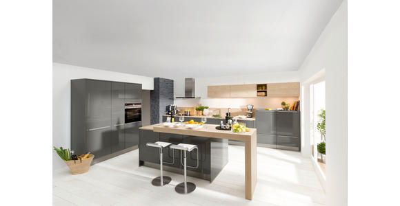 EINBAUKÜCHE   - Eichefarben/Grau, Design, Holzwerkstoff - Dieter Knoll