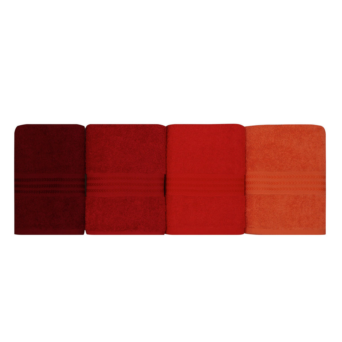 HANDTUCHSET Orange, Rot, Hellrot, Dunkelorange 4-teilig  - Hellrot/Rot, Basics, Textil (50/90cm)