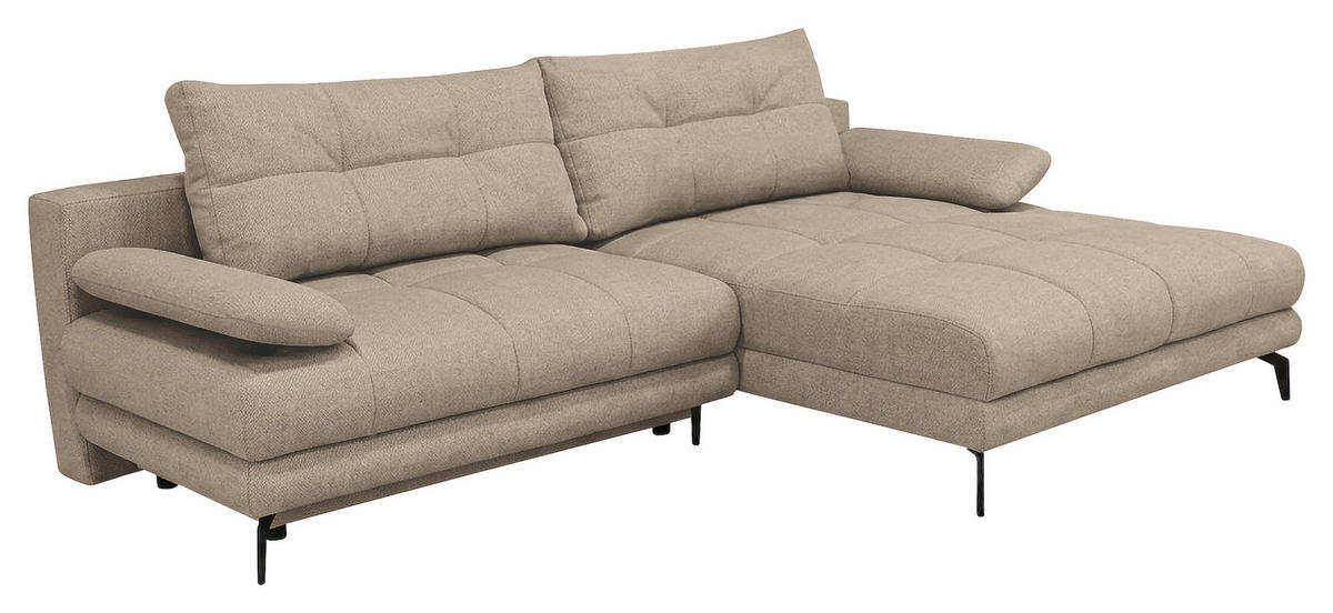ECKSOFA Struktur Beige  - Beige/Schwarz, Modern, Textil/Metall (263/181cm) - Carryhome