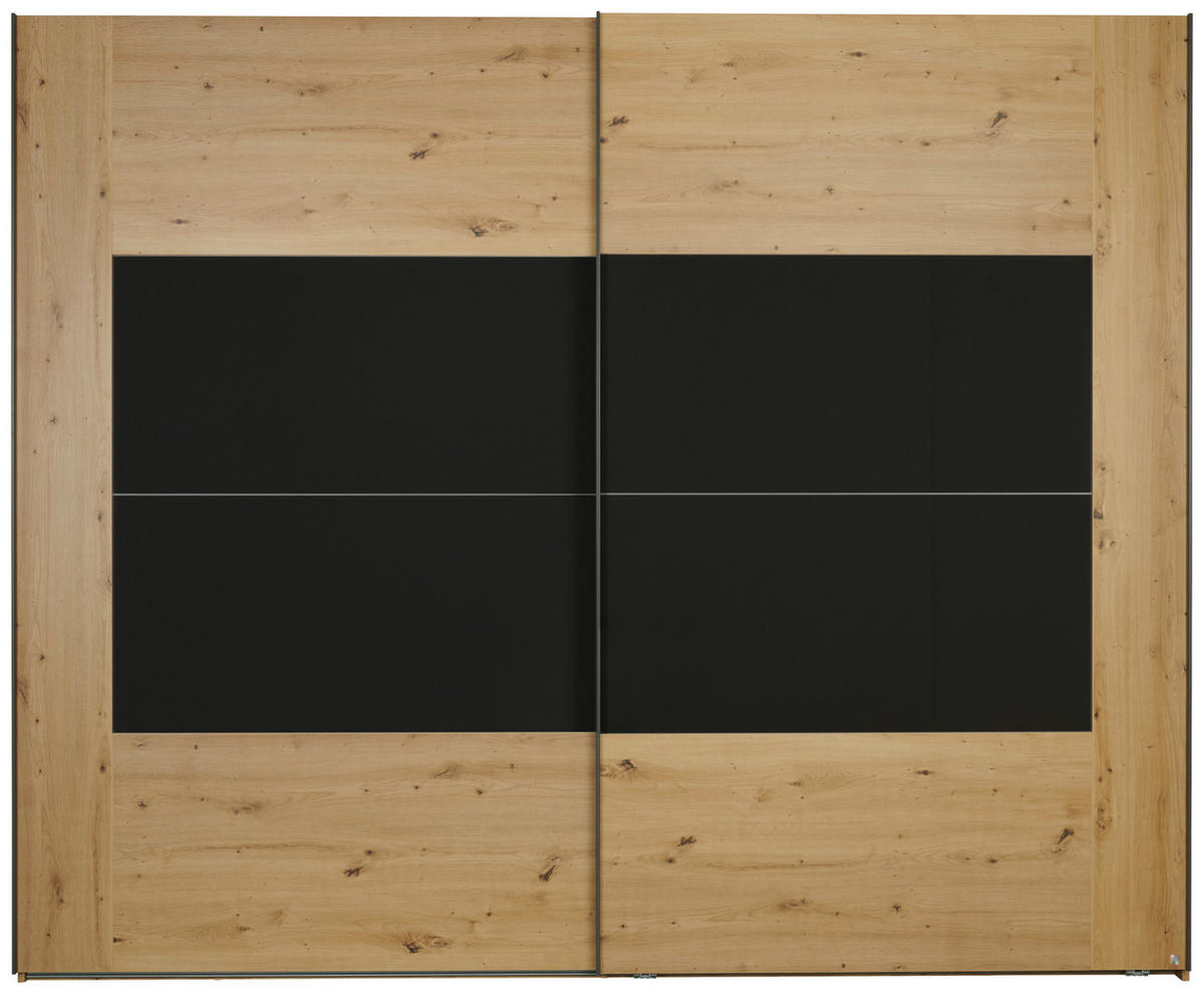 SCHWEBETÜRENSCHRANK 271/223/69 cm 2-türig Eichefarben, Dunkelgrau  - Eichefarben/Dunkelgrau, KONVENTIONELL, Glas/Holzwerkstoff (271/223/69cm) - Xora