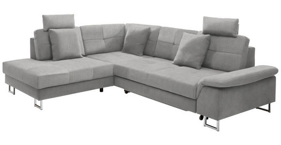 ECKSOFA in Flachgewebe Beige  - Chromfarben/Beige, Design, Textil/Metall (229/296cm) - Novel