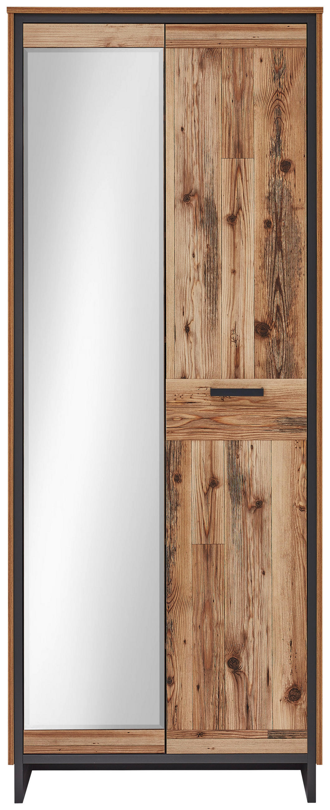 GARDEROBENSCHRANK  in 80/203/38 cm  - Graphitfarben/Kieferfarben, KONVENTIONELL, Holzwerkstoff/Metall (80/203/38cm) - MID.YOU