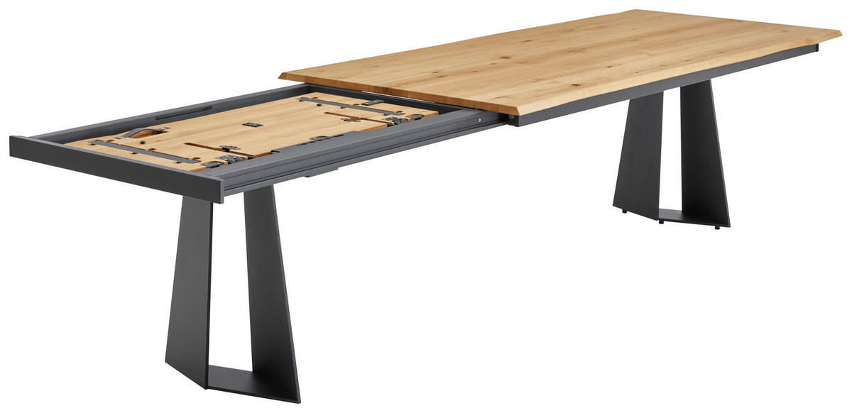 ESSTISCH in Holz, Metall 220/100/75 cm  - Wildeiche/Anthrazit, Design, Holz/Metall (220/100/75cm) - Venjakob