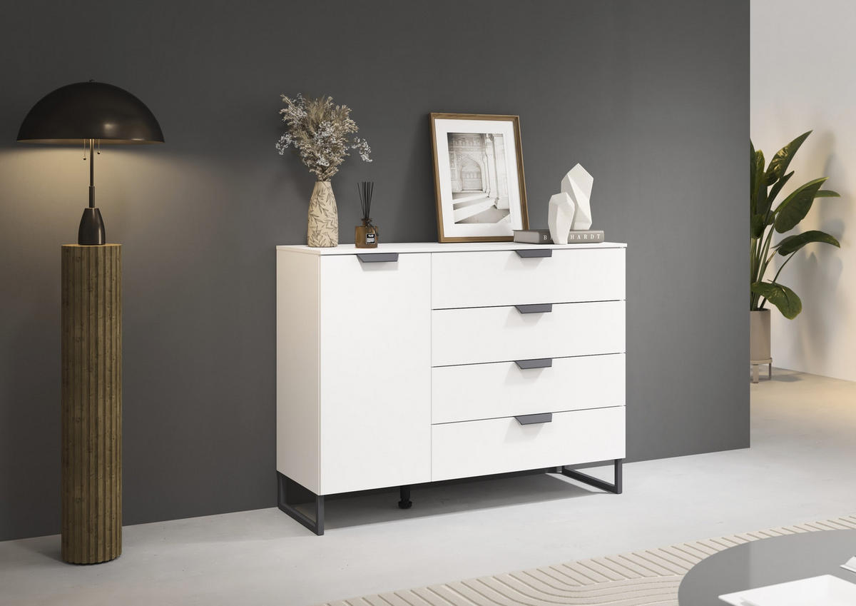KOMMODE  in 120/92/42 cm  - Dunkelgrau/Weiß, Design, Holzwerkstoff/Metall (120/92/42cm) - Carryhome