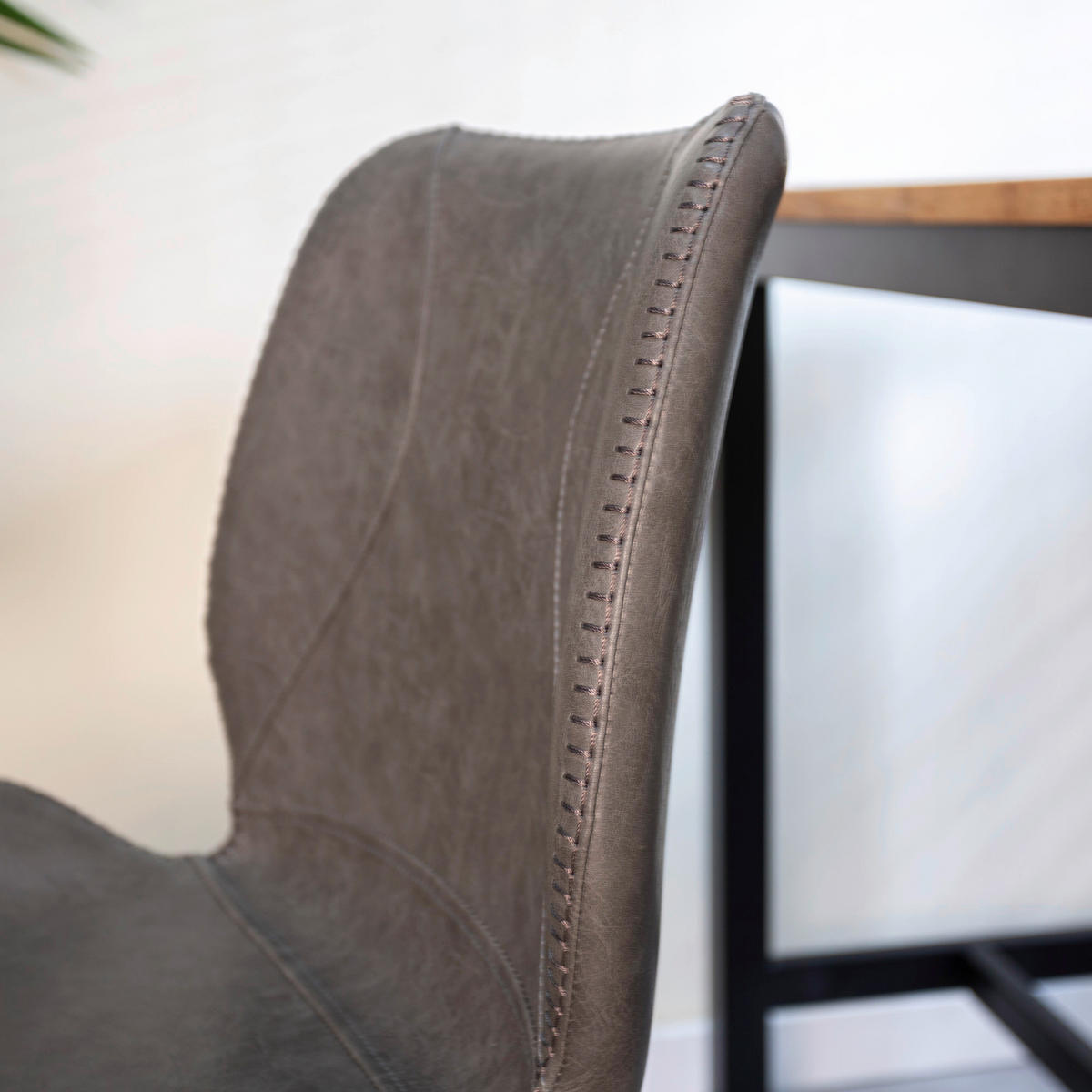 BARHOCKER-SET Lederlook Anthrazit  - Anthrazit/Schwarz, KONVENTIONELL, Kunststoff/Textil (47/99/40cm) - MID.YOU