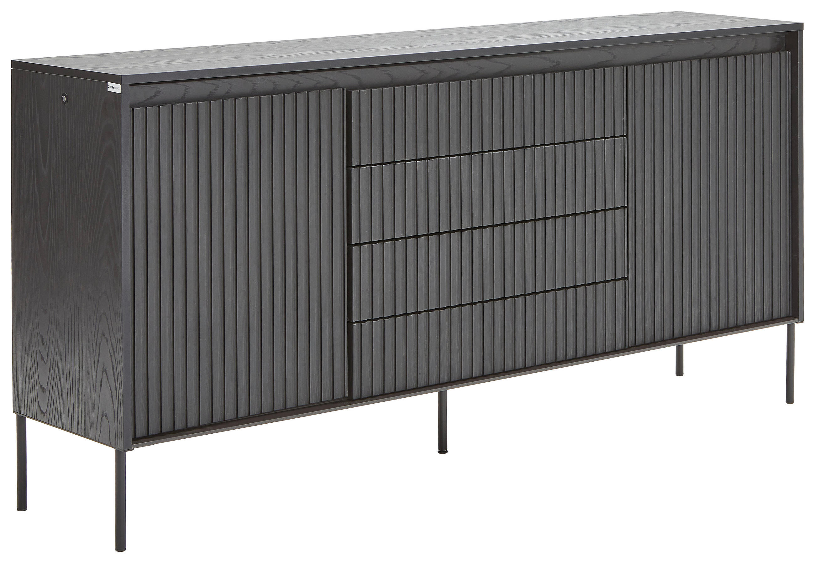 SIDEBOARD svart  166/82/40 cm  - svart, Trend, metall/trämaterial (166/82/40cm) - Carryhome