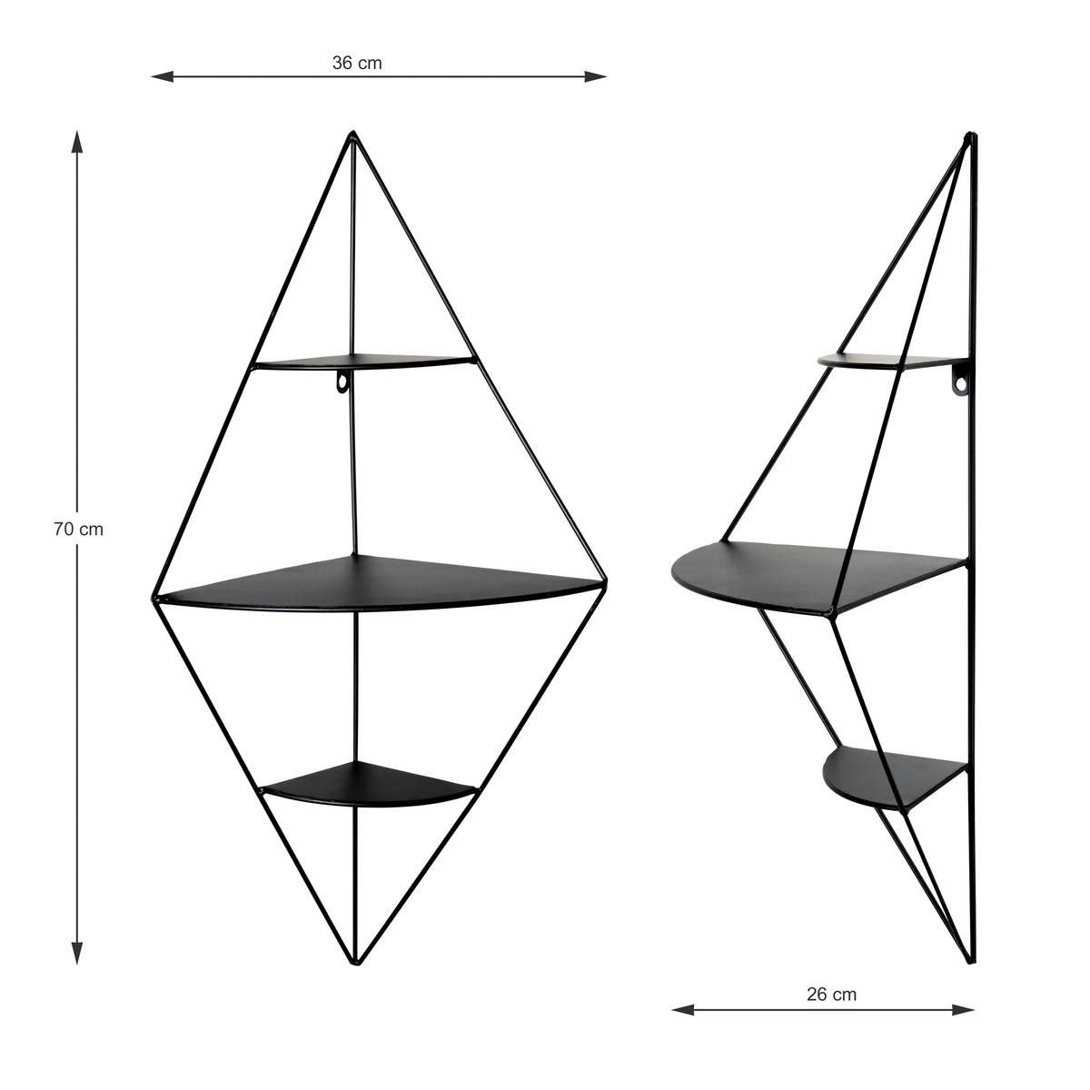 HÖRNHYLLA i 36/70/26 cm svart  - svart, Modern, metall (36/70/26cm)