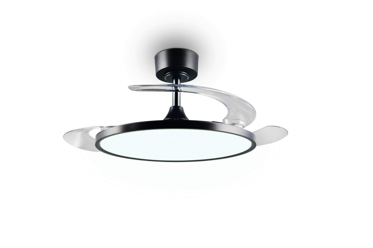 DECKENVENTILATOR - Klar/Schwarz, Design, Kunststoff/Metall (49/35cm)