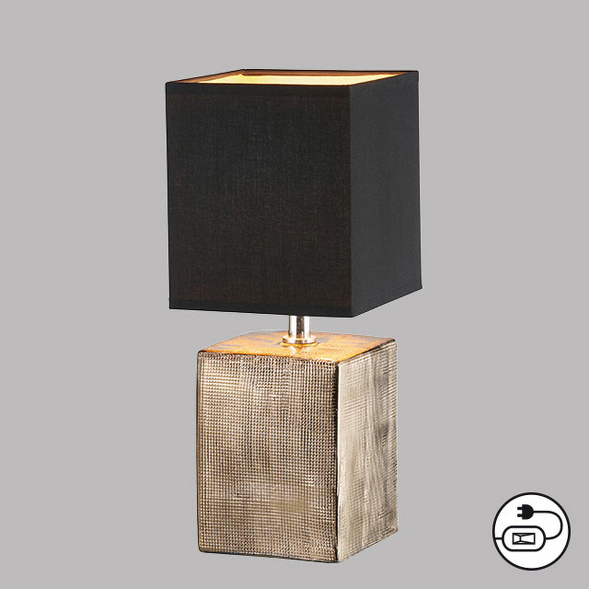 NAMIZNA SVETILKA  Ouro   14/14/35 cm          - zlate barve/črna, Konvencionalno, tekstil/keramika (14/14/35cm)