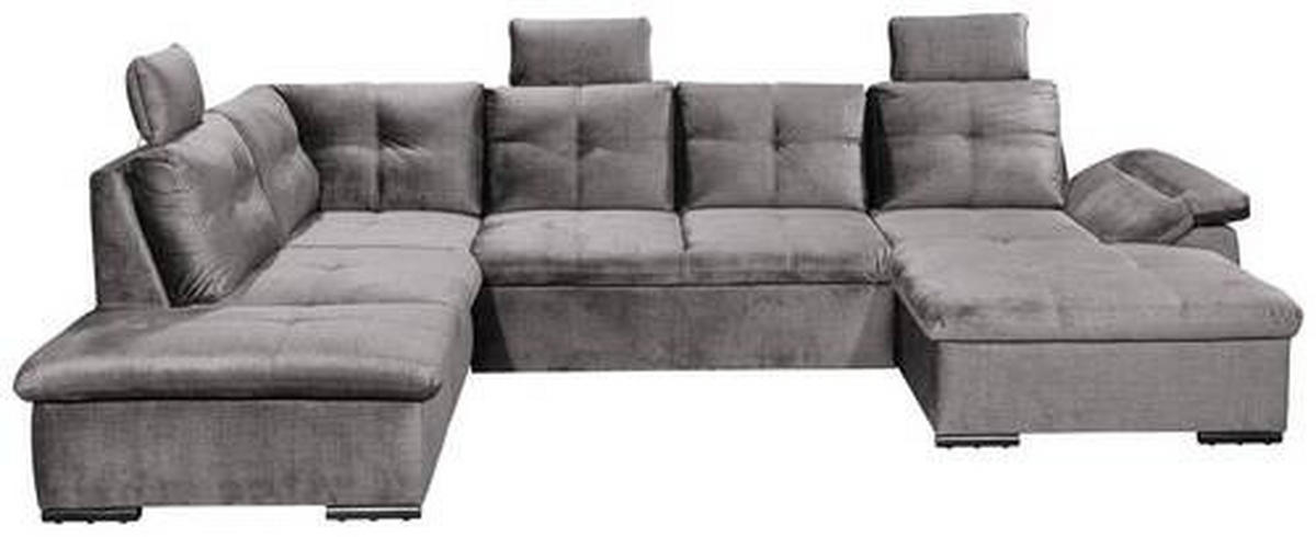 WOHNLANDSCHAFT in Mikrovelours Hellgrau  - Hellgrau/Schwarz, Konventionell, Kunststoff/Textil (217/334/127cm) - Carryhome