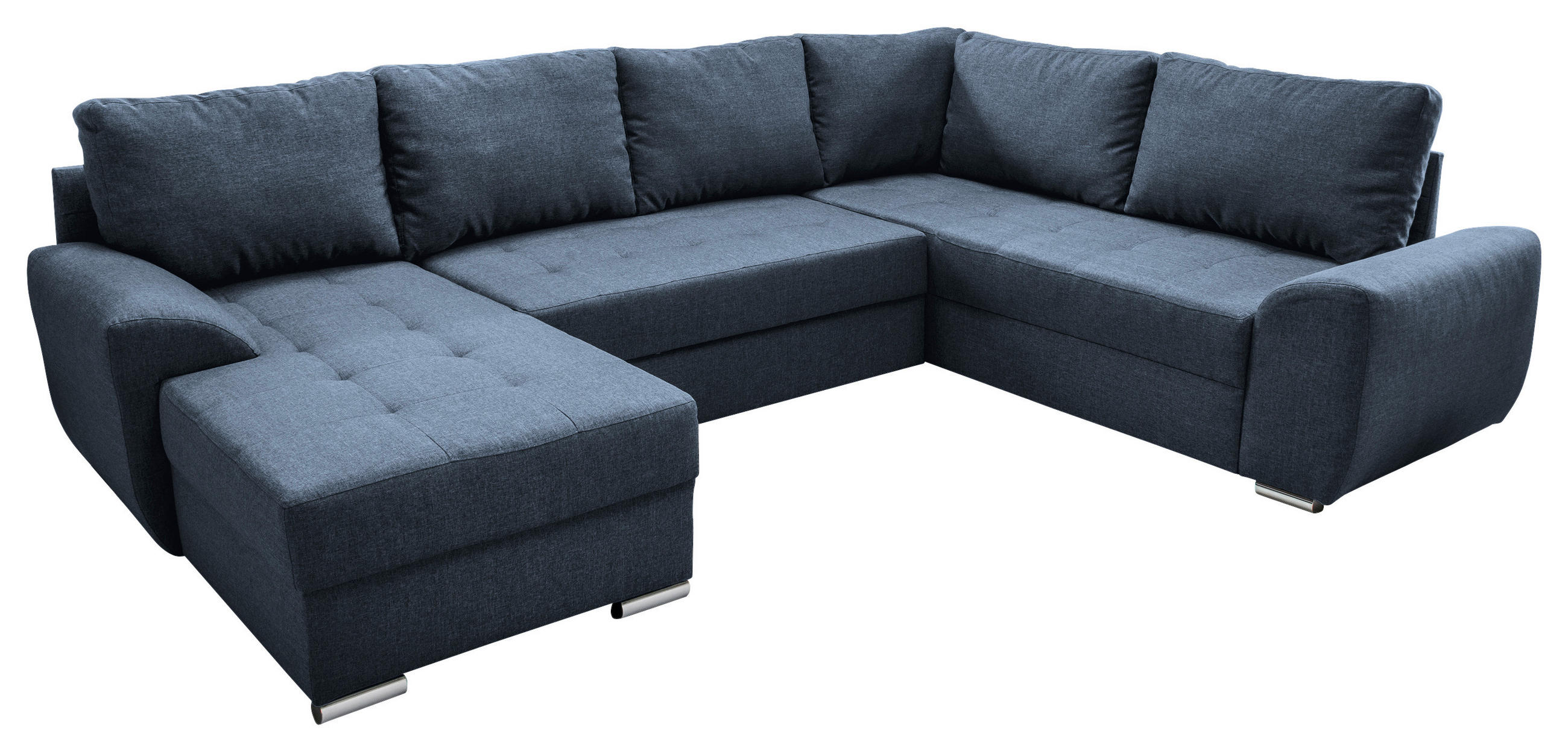 WOHNLANDSCHAFT Blau Mikrofaser  - Chromfarben/Blau, KONVENTIONELL, Textil/Metall (156/292/218cm) - Livetastic