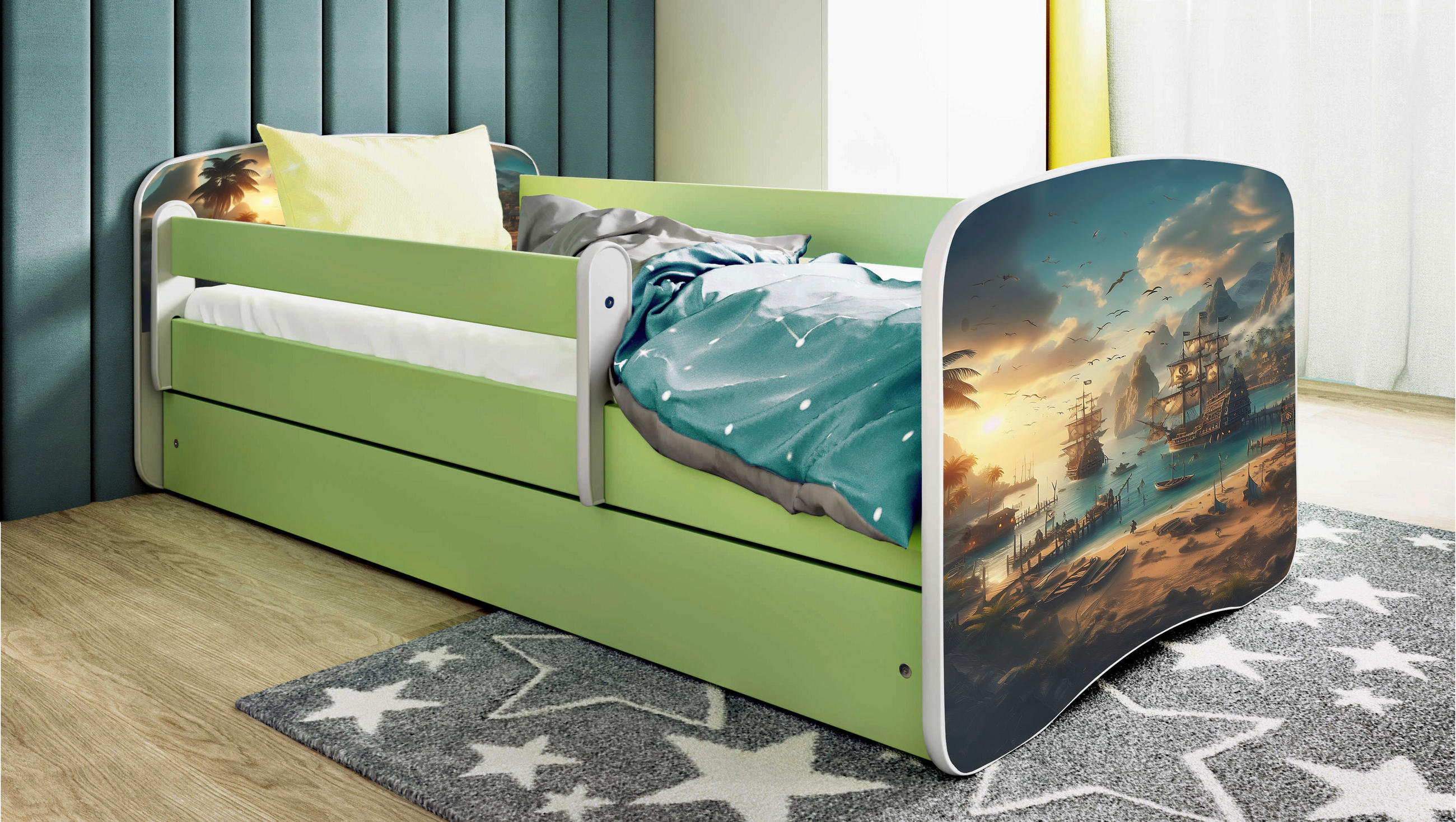 Mid.you Kinder-/Juniorbett Babydreams Grün, Weiß 80x160 cm