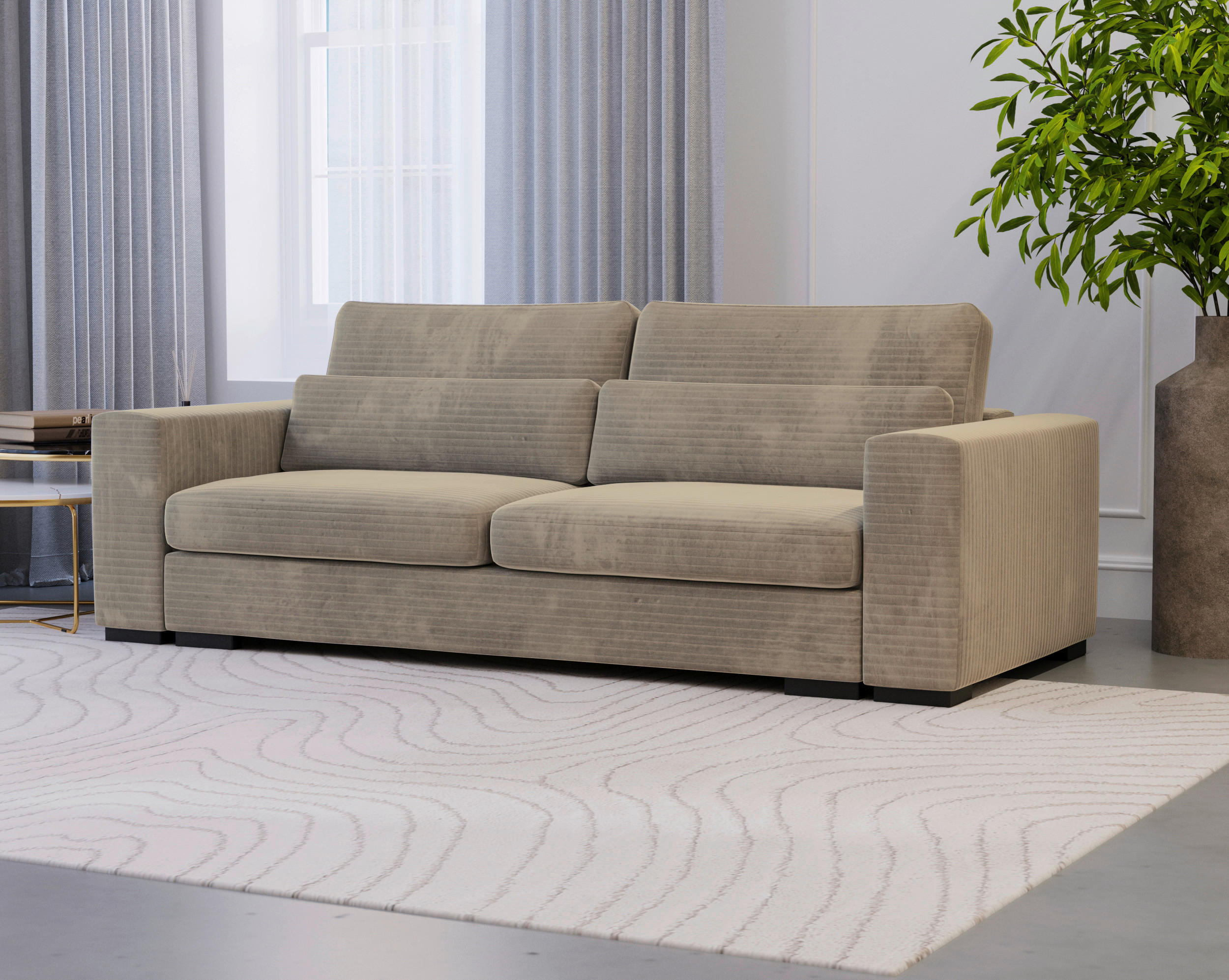 SCHLAFSOFA Flachgewebe Beige  - Beige/Schwarz, KONVENTIONELL, Kunststoff/Textil (236/78/114cm) - Carryhome