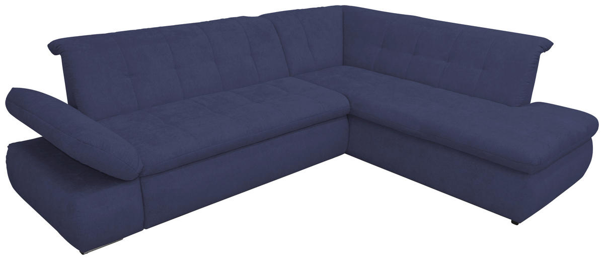 ECKSOFA in Mikrofaser Dunkelblau  273/216 cm  - Chromfarben/Dunkelblau, KONVENTIONELL, Textil/Metall (273/216cm) - MID.YOU
