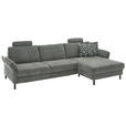 ECKSOFA in Chenille, Flachgewebe Dunkelgrau  316/175 cm  - Dunkelgrau/Schwarz, Design, Textil/Metall (316/175cm) - Dieter Knoll